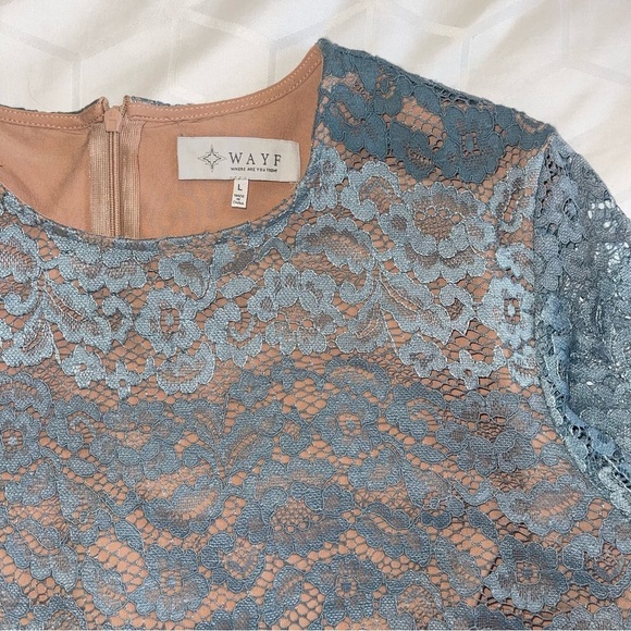 WAYF Dreamlover Lace Dress Womens sz large bell sleeves fully lined medi - Picture 7 of 15